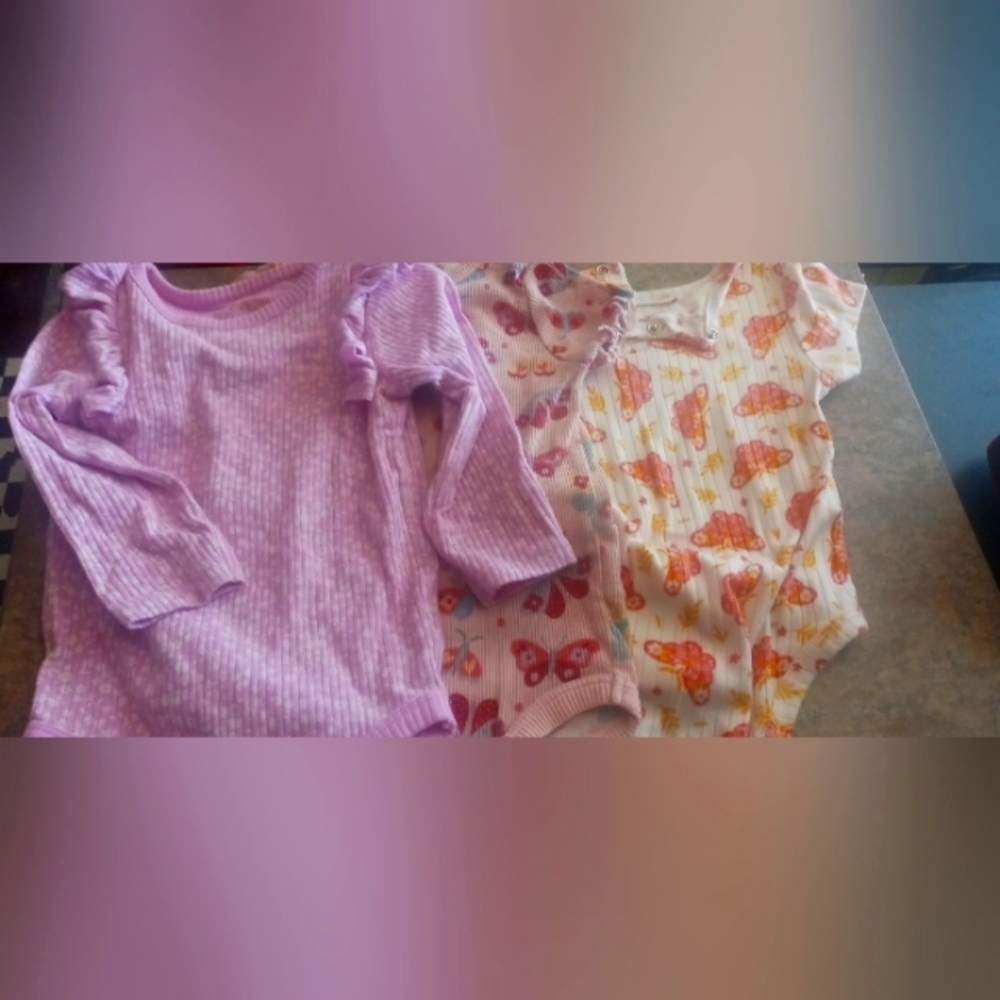 Girls' Lavender and White Butterfly Cotton Pajama Set set of #4
